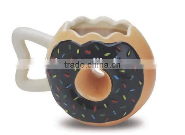 Lovely Ceramic Donuts Mug Chocolate Glaze Doughnut CoffeeMug With Sprinkles photo-4