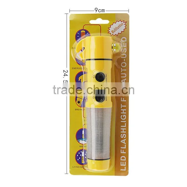4 In1 LED Flashlight Torch Belt Cutter Safety Car Auto Emergency Escape Hammer photo-2