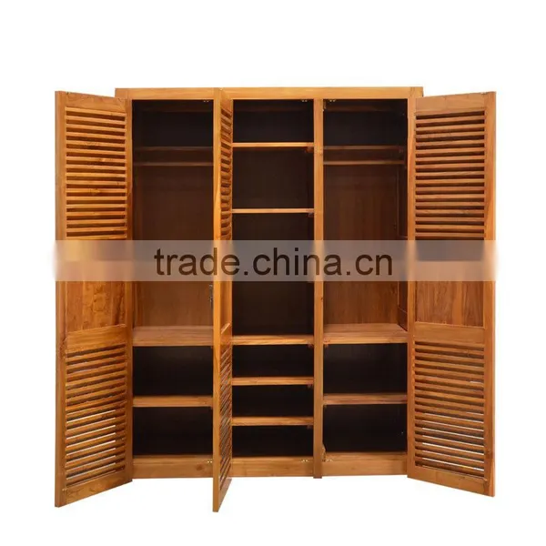 Furniture For Bed Room,Cabinet Solid Teak Wood ,3 Doors With Louvre, With Shelves and Drawers Inside photo-2