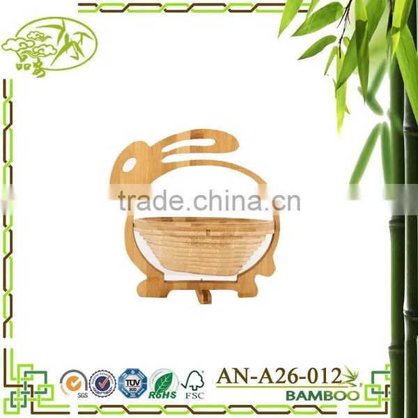 Aonong All-Natural Bamboo Folding Collapsible Fruit Basket photo-3