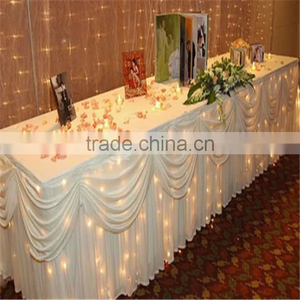 3m ,4m , 5m , 6m ,7.5m Length X75cm Height Shiny Beautiful Ice Silk With Swag Table Skirt photo-3