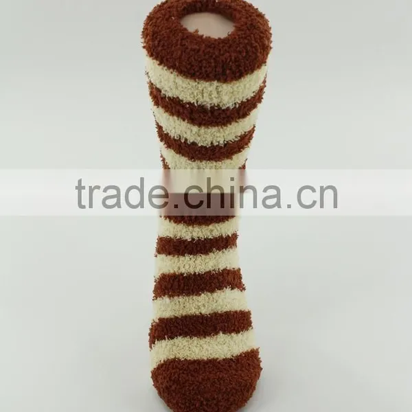 Red Strip Microfiber Cozy Indoor Home Socks Women photo-3
