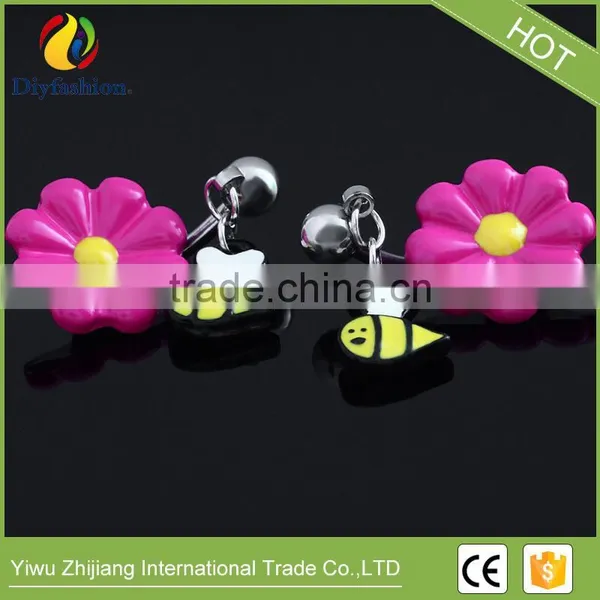 Cute Animal Stainless Steel Flower Honey Body Piercing Belly Ring photo-4