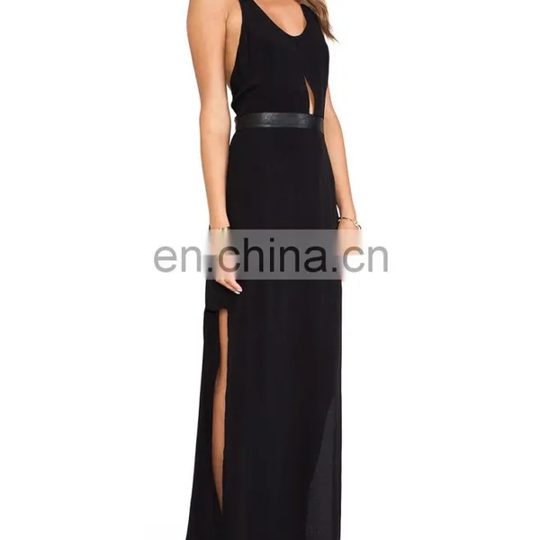 CHEFON Women Black Sexy Party Maxi Dresses photo-2