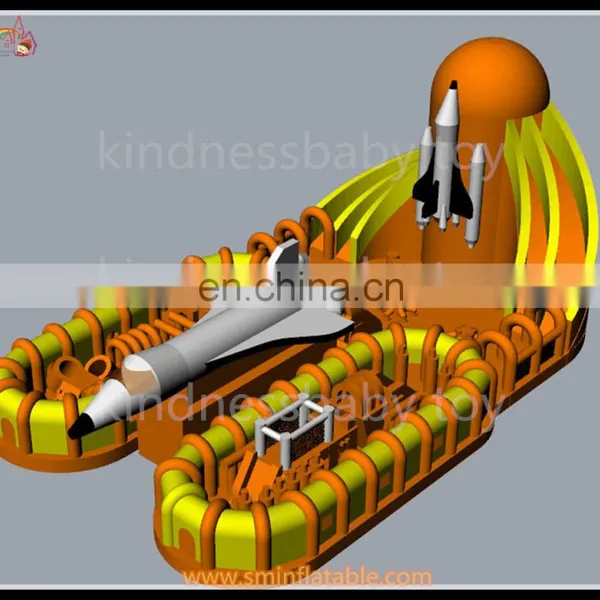 Inflatable Rocket Castle, Inflatable Backyard, Inflatable Funcity With Dual Slide photo-2