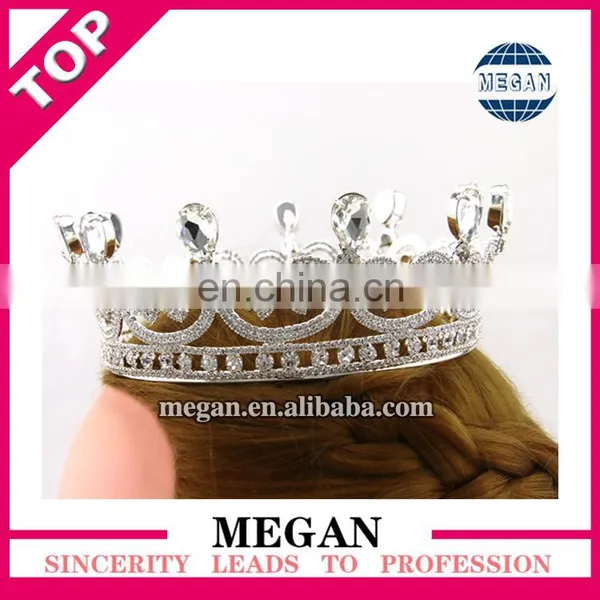 Fashion Crystal Rhinestone Crown Silver Cake Topper Crown photo-4