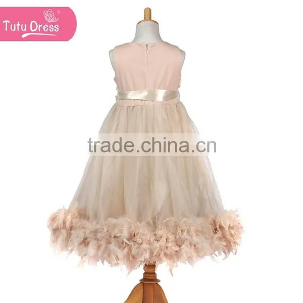 The Ivory Color Girls Boutique Dress With Fluffy Feather photo-2