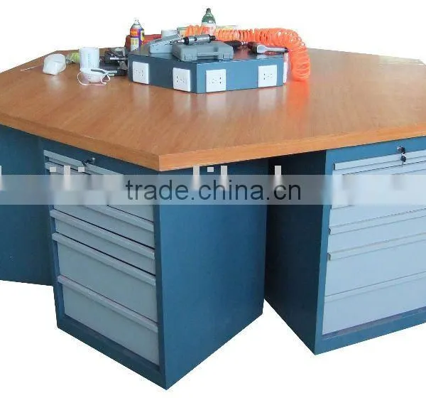 OEM Industrial Wood Top Steel Hexangular Workbench AX-3330