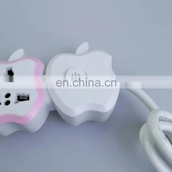 New Pink Apple Shape Universal Socket With USB Socket Extension Socket 2022 photo-4
