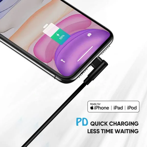 USB C to Lightning Cable Right Angle 3.3ft Ideal for Playing Games IPhone 90 Degree Fast Charging Cable for IPhone 13 Pro Max photo-4