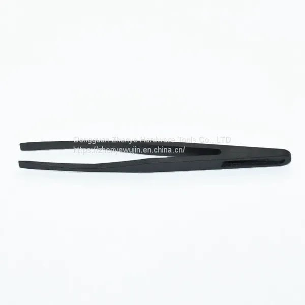 Plastic Tweezers Black Carbon Fiber Tweezers Round Nose Pointed Nose Flat Nose Elbow Pointed Nose Multifunctional Clip 93308 photo-5