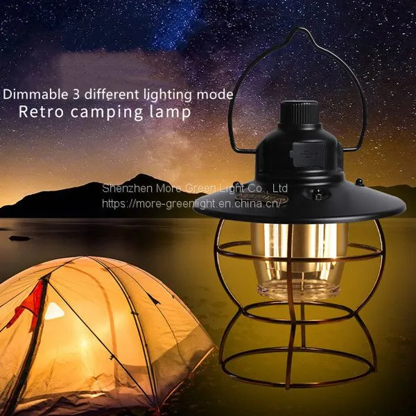 Camping Lanternes Rechargeable Power Bank Dimmable Stepless Vintage Camping Lightings Camping Lamp photo-4