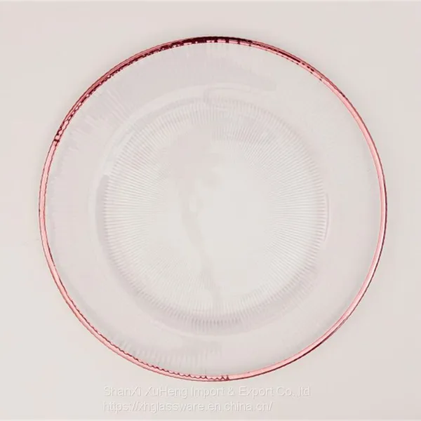 Wholesale Banquet Wedding Gold Silver Rimmed Glass Charger Plate photo-4