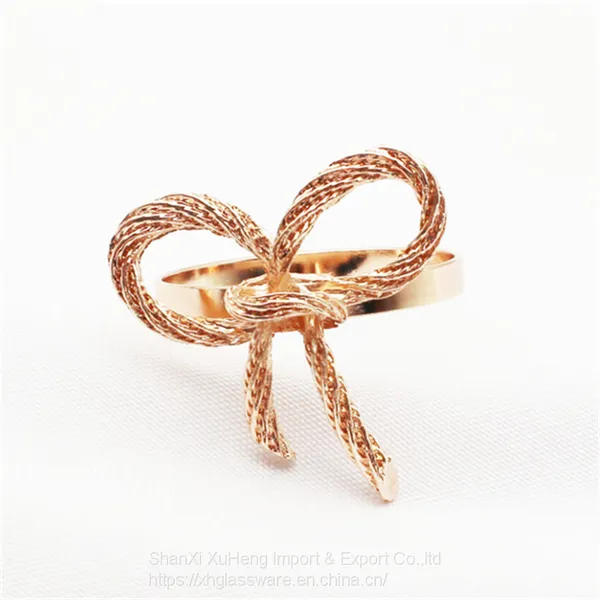 Factory Wholesale Hotel Western Restaurant Gold Western Style Butterfly Bow Tie Metal Napkin Ring photo-5