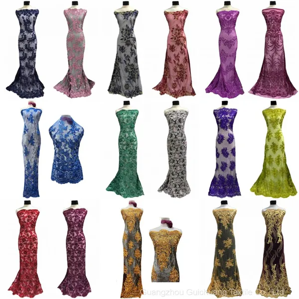 Factory Custom Fashion Wedding Dress Lace Fabric Lots of Flower Patterns photo-3