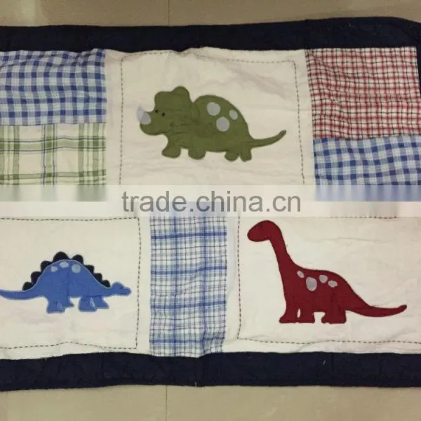 100% Cotton Quilt , Children Quilt With Adorable Dinosaur Made by Hand photo-5