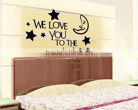 2016 We Love You To The Moon And Back Vinyl Wall Decal Sticker Decor Baby Boy Girl Nursery Bedroom Wholesale photo-4