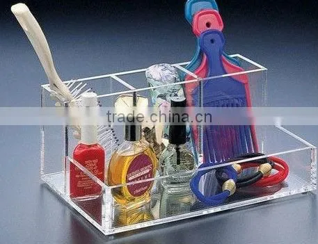 Clear Acrylic Makeup/cosmetics Storage/collection Organizer Box With 4 Compartments Multi-use Office Appliance Storage Box
