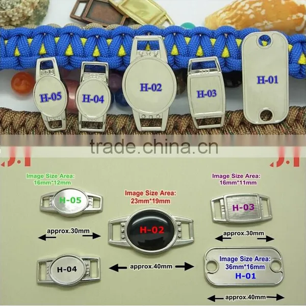 Various Design Paracord Metal Blank Shoelace Charm ,paracord Charms With Epoxy Sticker photo-4