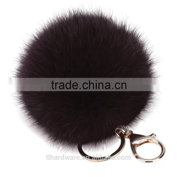 Good Quality 12cm Raccoon Fur Pom Pom Fur Pompom Hat Raccoon Fur Ball Keychain photo-5