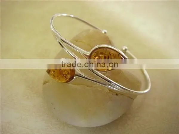 Fashion Topaz Crystals Branch Silver Cuff Bangle Factory Wholesale Jewelry photo-3