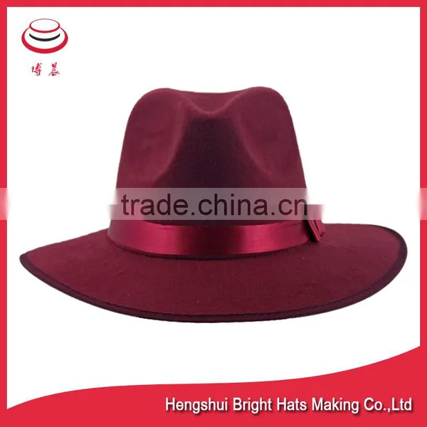 Women Fedora Wool Felt Hat With Large Brim photo-2