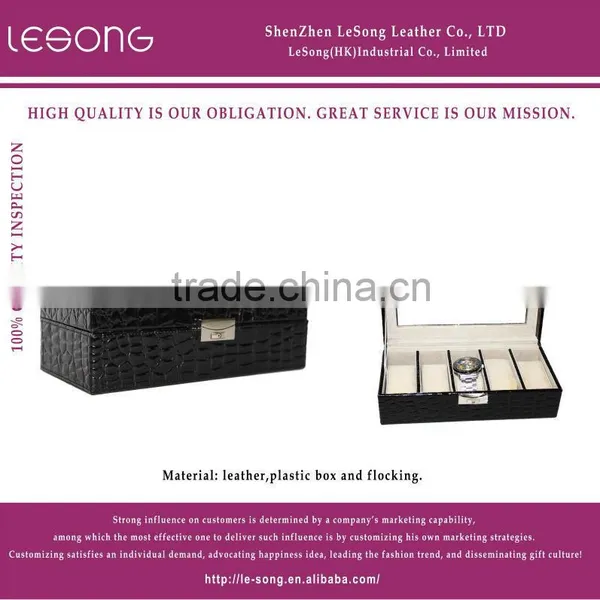 Customized Faux Leather Watch Box/Plastic Watch Case for 5 Watches