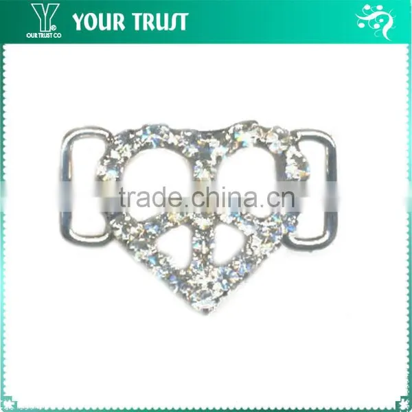Fashion Black V Shape Acrylic Stone Connector Rhodium Metal Belt Buckle photo-5