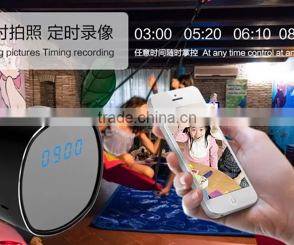 HD720P/30fps Wireless Wifi Desk Alarm Clock Camera photo-6