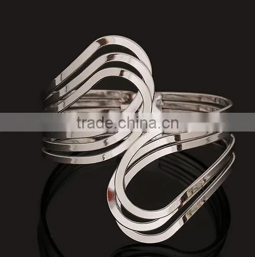 Yellow Gold Plated Statement Punk Fashion Metal Opening Cuff Bangle Bracelet photo-2