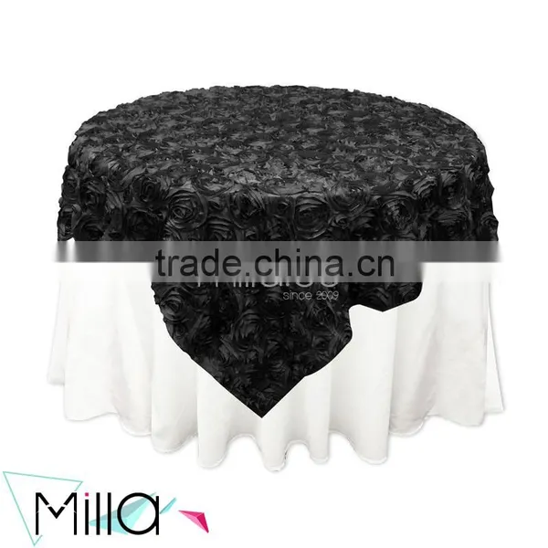 Rosette Satin Tablecloth Rose Wedding Cake Table Overlay photo-4