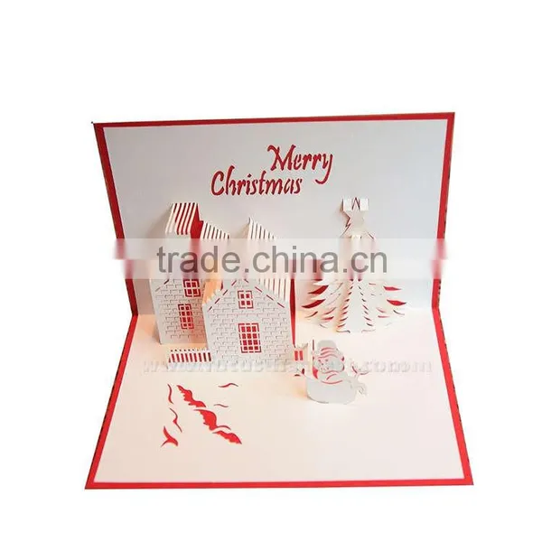 3D Handmade Greeting Card Christmas Castle Card Creative Hot Holiday Greeting Cards photo-3