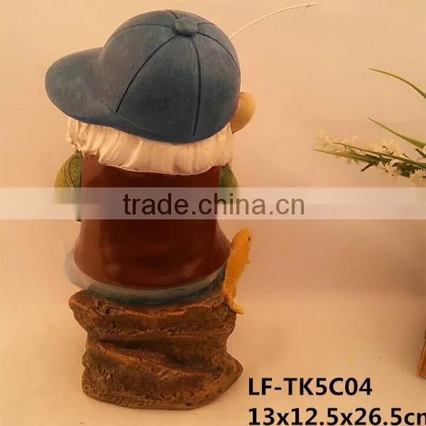 Garden Decor Gnome Statue In the Fishing for Sale photo-3