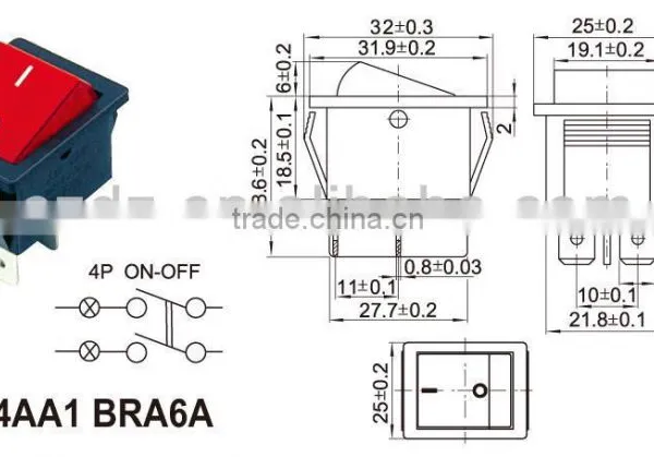 Boat Switch,Rocker Switch Household Appliance Switch,4pin On/off Rocker Switch photo-4