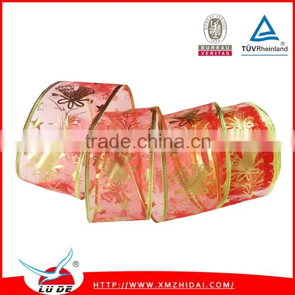 2015 Colorful Gift Organza Wired Christmas Decoration Ribbons photo-5