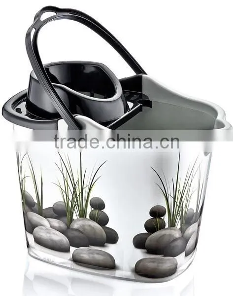 Plastic Cleaning Bucket Very Good Design With Plastic Handle With Its Squeezer and 4 Wheels Under photo-2