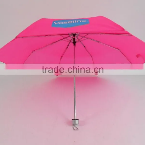 Brilliant Pink Color Umbrella 3 Folding Umbrella Printing Logo photo-4