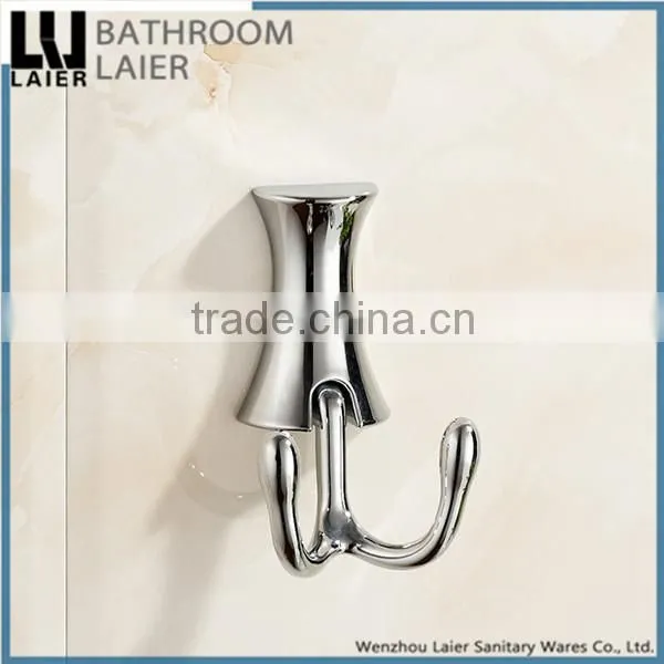 Direct Marketing Factory Zinc Alloy And Wood Chrome Finishing Bathroom Accessories Wall Mounted Double Robe Hook photo-4