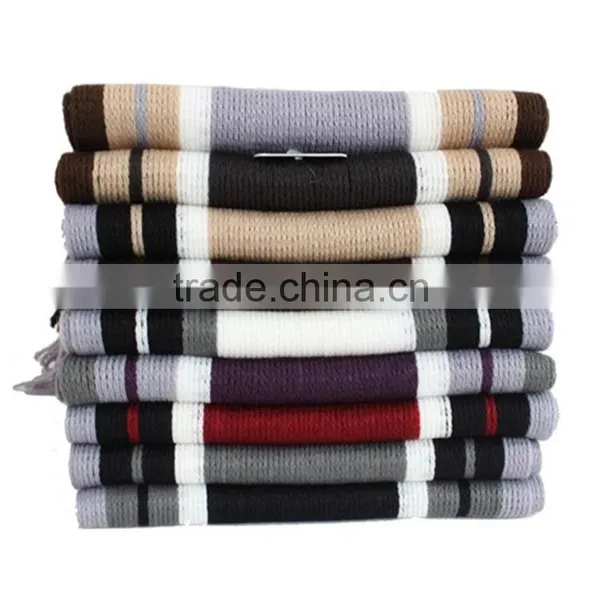 HOT!! Winter Scarf Men Chic Faux Cashmere Striped Knitted Scarfs With Tassel,fashionable Designer Shawl Bussiness Casual Scarves photo-2