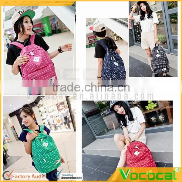 Cute Polka Dot Women Canvas Backpack Satchel Rucksack Schoolbag Leisure Travel Shoulder Bag photo-5