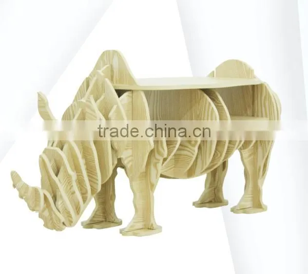 Rhinoceros Puzzle Table,Creative Animal Furniture,MDF DIY Assembled Table For Fashion Living Room,Wooden Animal Furniture photo-5