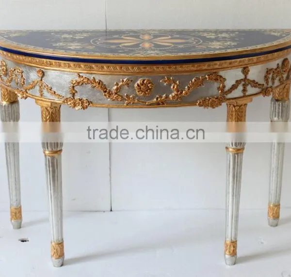 Living Room Furniture Antique Gold Framed Mirror Console Table photo-3