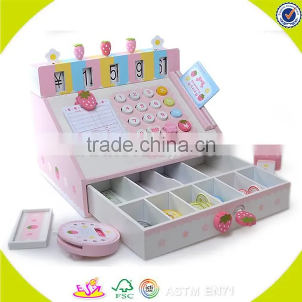 Wholesale Baby Pink Wooden Cash Register, Elegant Kids Wooden Cash Register, Popular Children Wooden Cash Register W10A035 photo-4