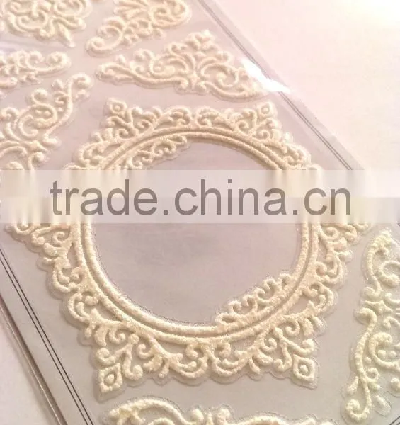 Decorative Glitter Frame Lace Foam Sticker, Classic Decorative Shinny Glitter Sticker photo-5