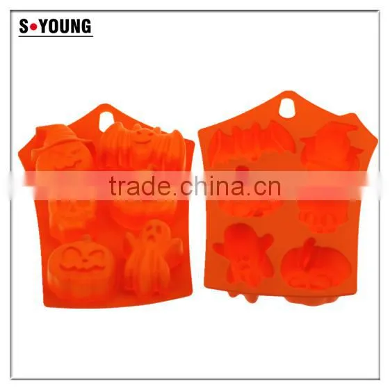 11003 6 Holes Halloween Pumpkin Shape Baking Silicon Cake Mould, photo-4