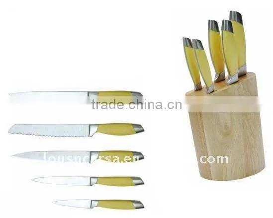 6pcs /set Stainless Steel Kitchen Knife With Wooden Block