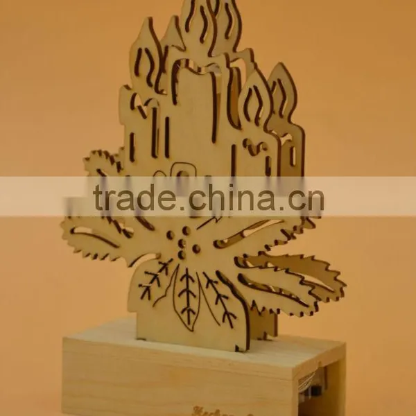 2015 Newest Top Quality Wooden Christmas Decor Gift With Light