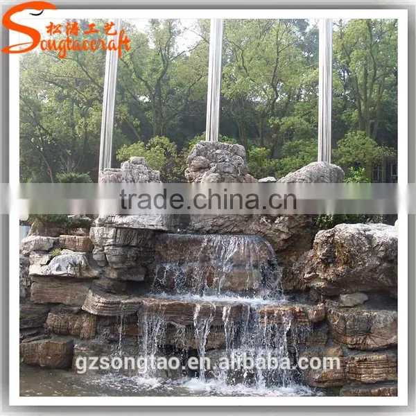 Garden and Home Stone Wall Water Fountains Waterfalls Artificial Fiberglass Garden Rock Water Fountain photo-2
