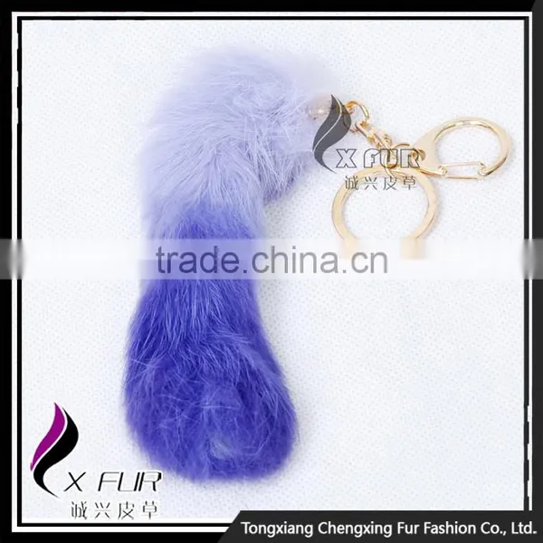 CX-R-39 Dip Dyed Keychain Fancy Rabbit Fur Keyring photo-4
