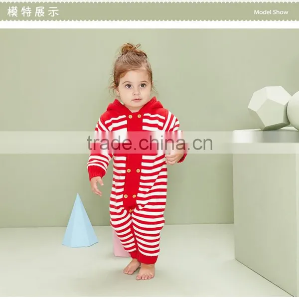 2017 2018 Baby Kids Striped Winter Thick Sweater Knitted Romper photo-2